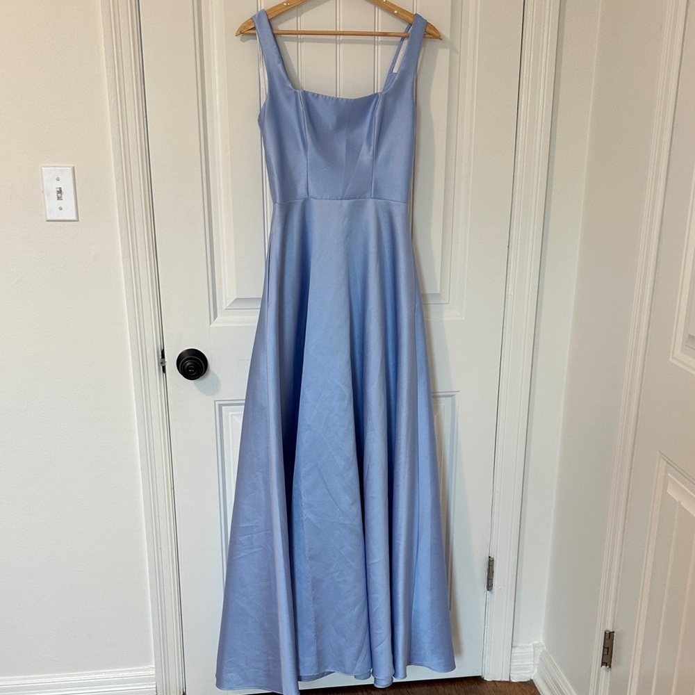 Dessy group satin twill sky blue dress